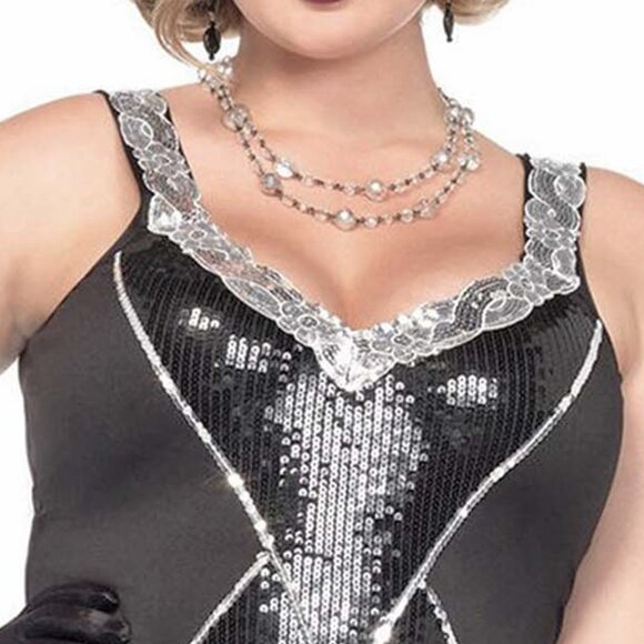 Flapper Costume 3x/4x Women Plus Size Black Halloween Roleplay Cosplay Dress Set - Picture 6 of 10